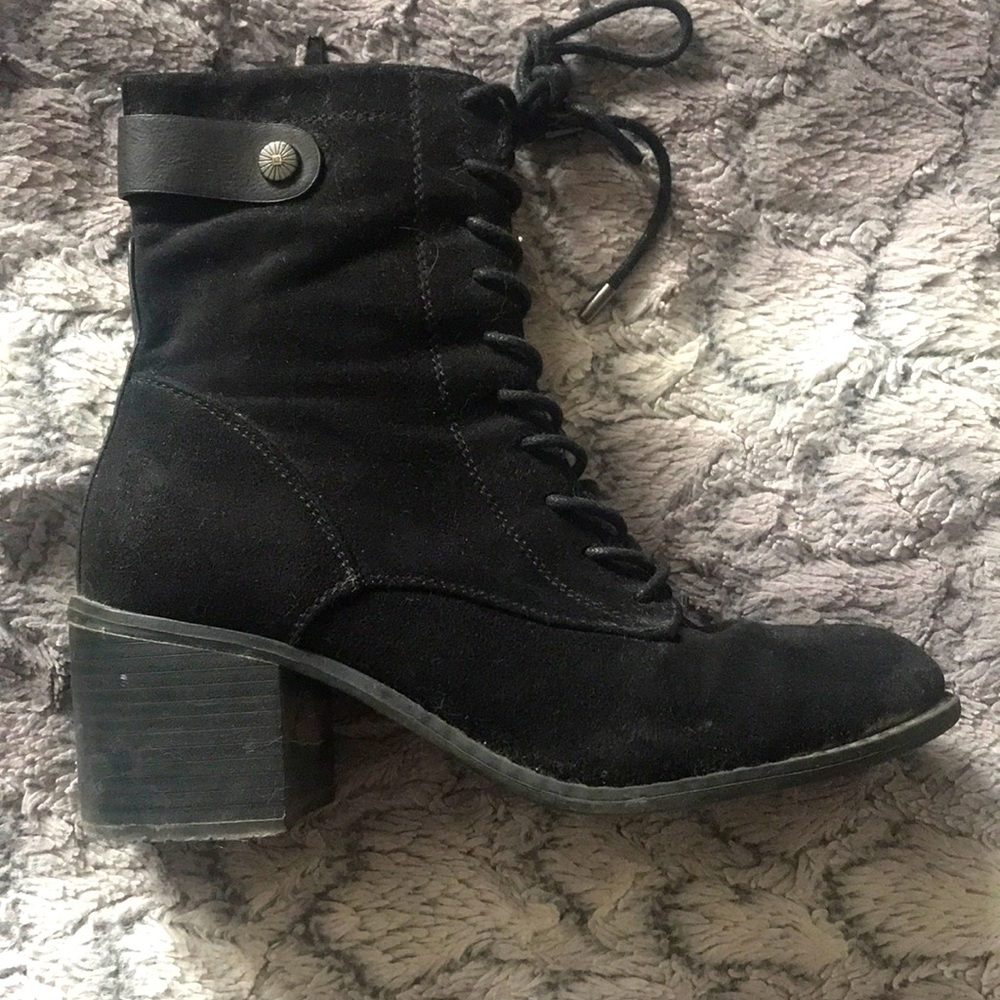 Suede Black Boots Kstudio small heel shoes